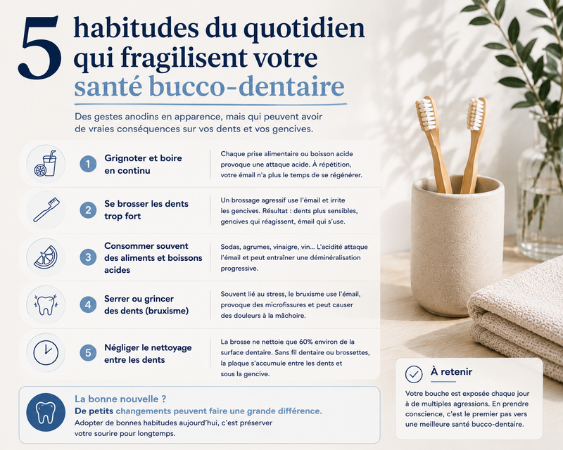 5 habitudes du quotidien qui fragilisent votre santé bucco-dentaire (sans qu'on le sache)