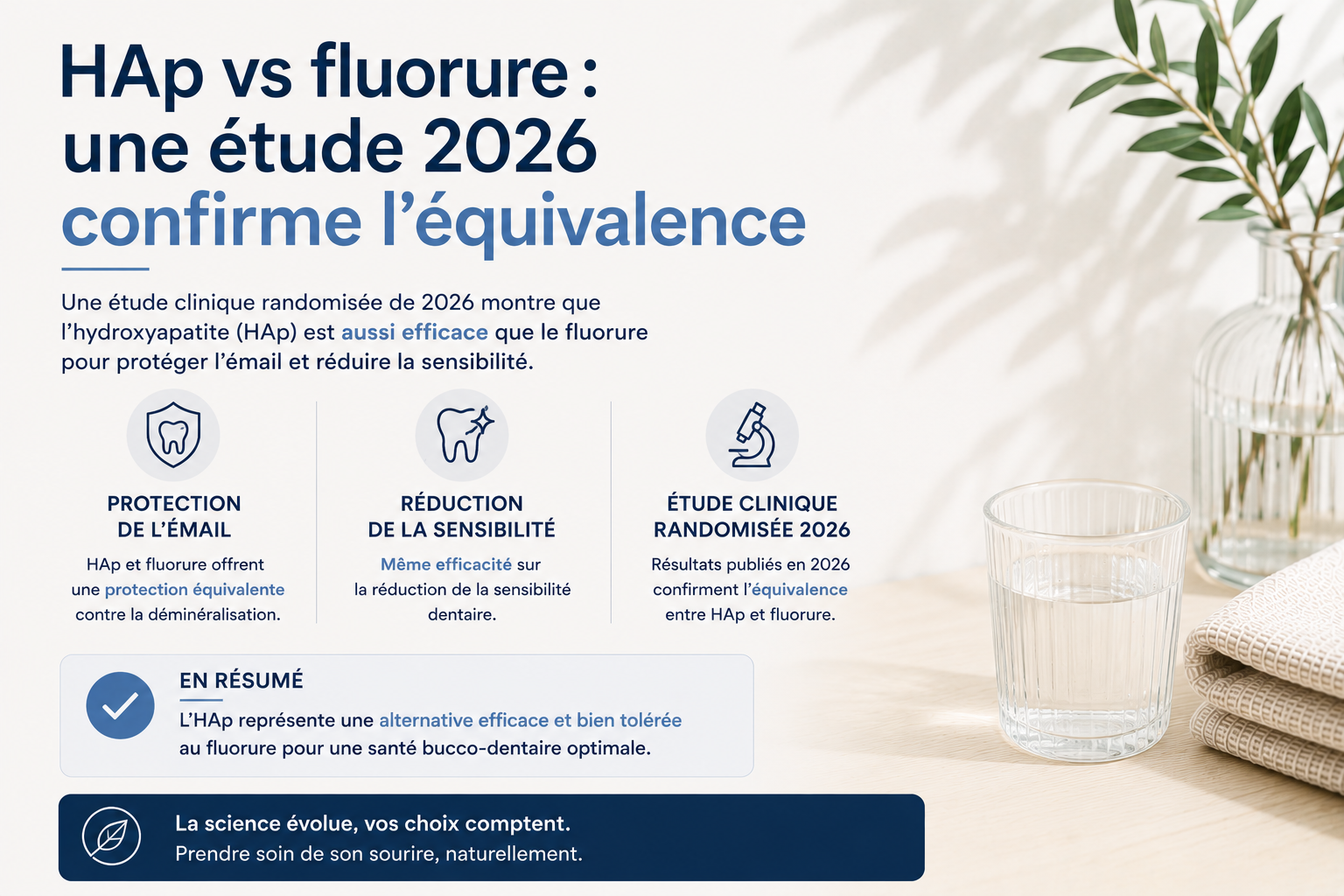 HAp vs fluorure : une étude 2026 confirme l'équivalence