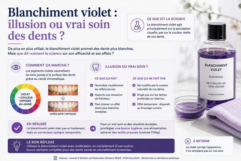 Blanchiment violet : illusion ou vrai soin des dents ?